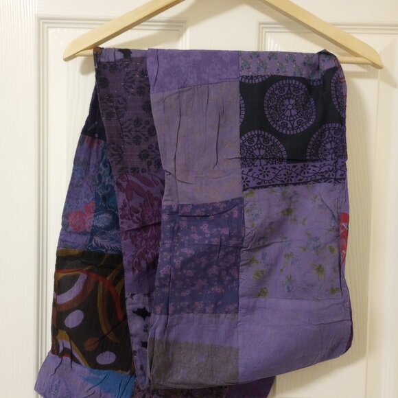 Purple Patchwork Reversible Scarf Stole - Picture 5 of 11